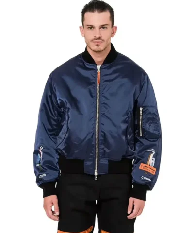 Heron Preston Blue Short Bomber Jacket