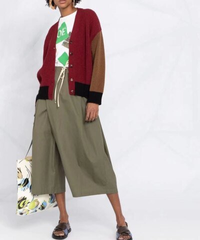 Marni Army Green Wide-Leg Cotton Culottes