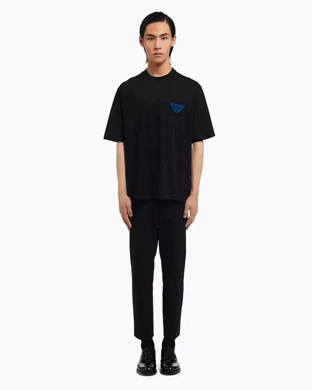 Prada Black Triangle-patch Oversized T-shirt