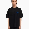 Prada Black Triangle-patch Oversized T-shirt