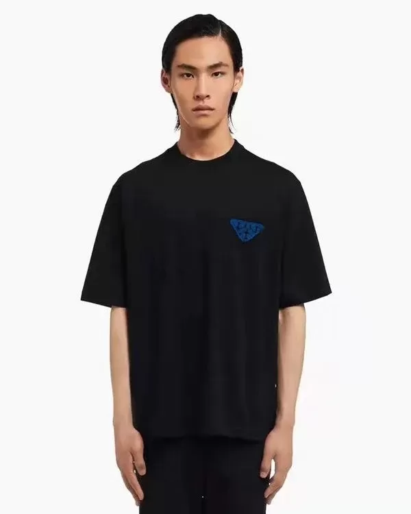 Prada Black Triangle-patch Oversized T-shirt