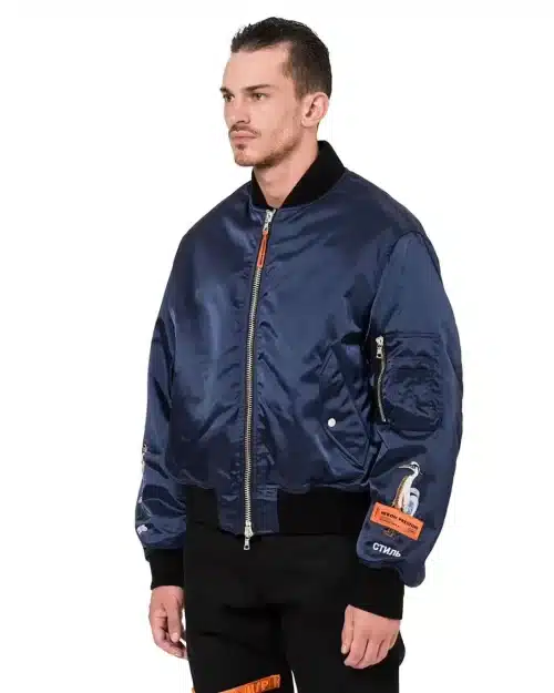 Heron Preston Blue Short Bomber Jacket