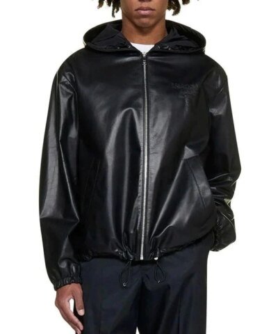 Prada Men's Logo Embossed Hooded Zipped Jacke