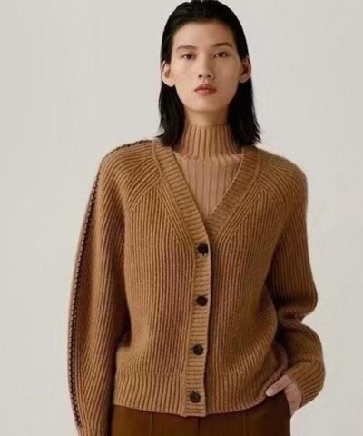 ICICLE Counter Genuine Jacquard Cashmere Wool Knitted Cardigan
