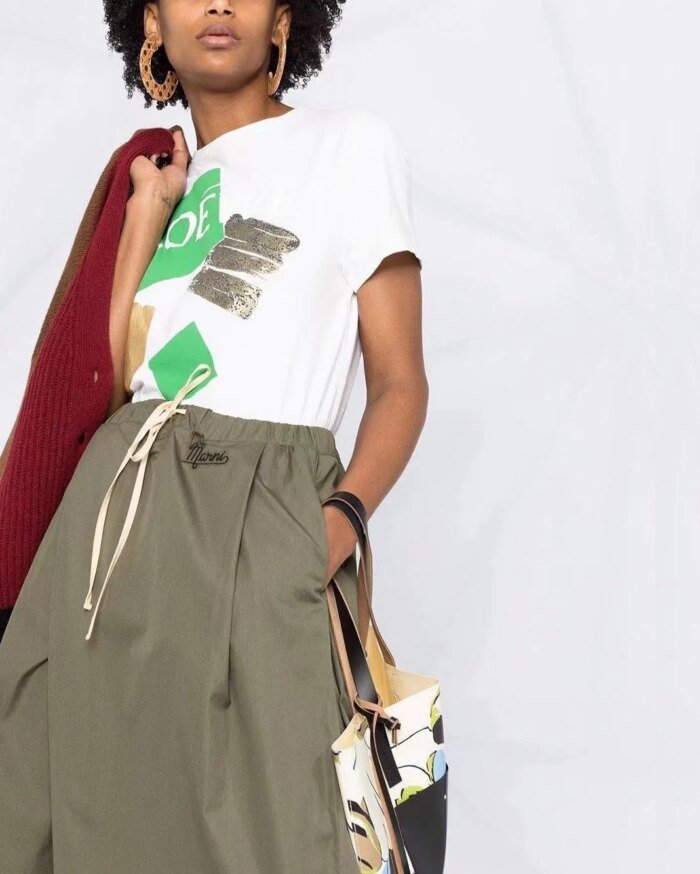 Marni Army Green Wide-Leg Cotton Culottes