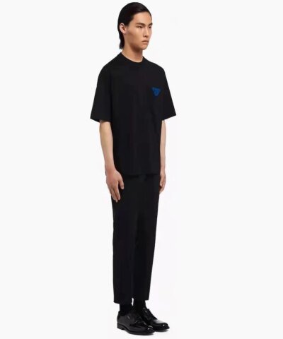 Prada Black Triangle-patch Oversized T-shirt