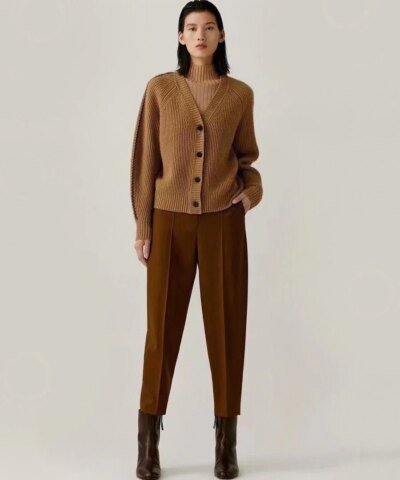 ICICLE Counter Genuine Jacquard Cashmere Wool Knitted Cardigan