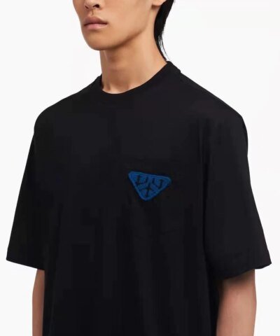 Prada Black Triangle-patch Oversized T-shirt