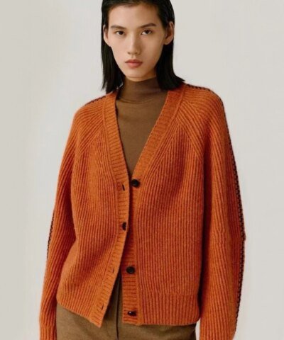 ICICLE Counter Genuine Jacquard Cashmere Wool Knitted Cardigan