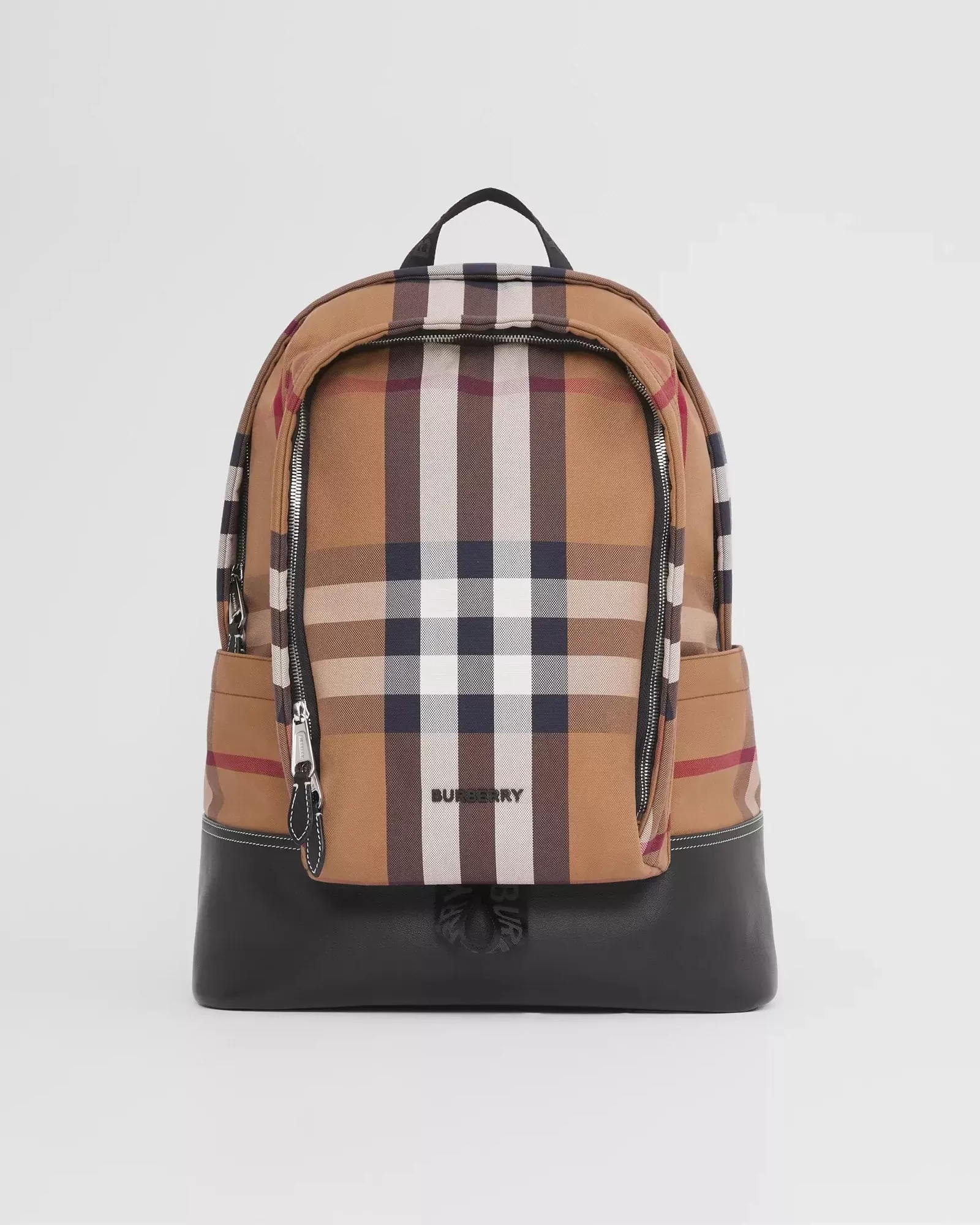 Burberry Large Check Cotton Canvas and Leather Backpack