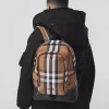Burberry Large Check Cotton Canvas and Leather Backpack