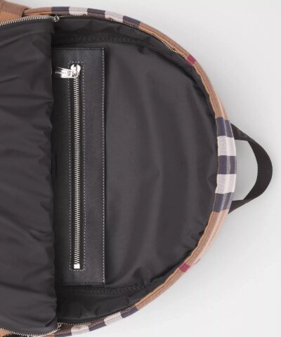 Burberry Large Check Cotton Canvas and Leather Backpack