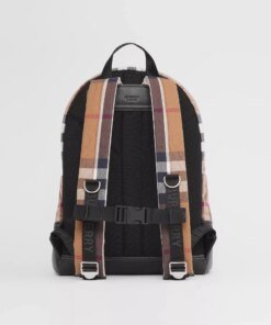 Burberry Large Check Cotton Canvas and Leather Backpack