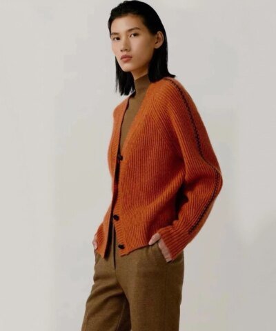 ICICLE Counter Genuine Jacquard Cashmere Wool Knitted Cardigan