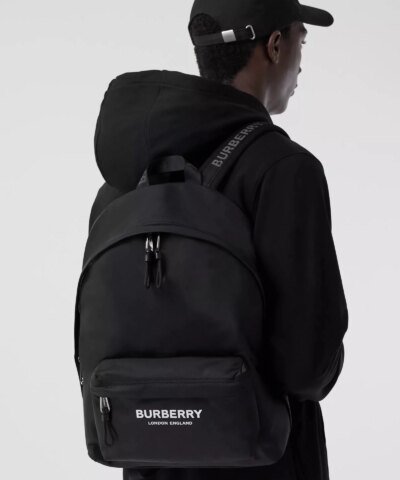 Burberry Logo Print Nylon Backpack