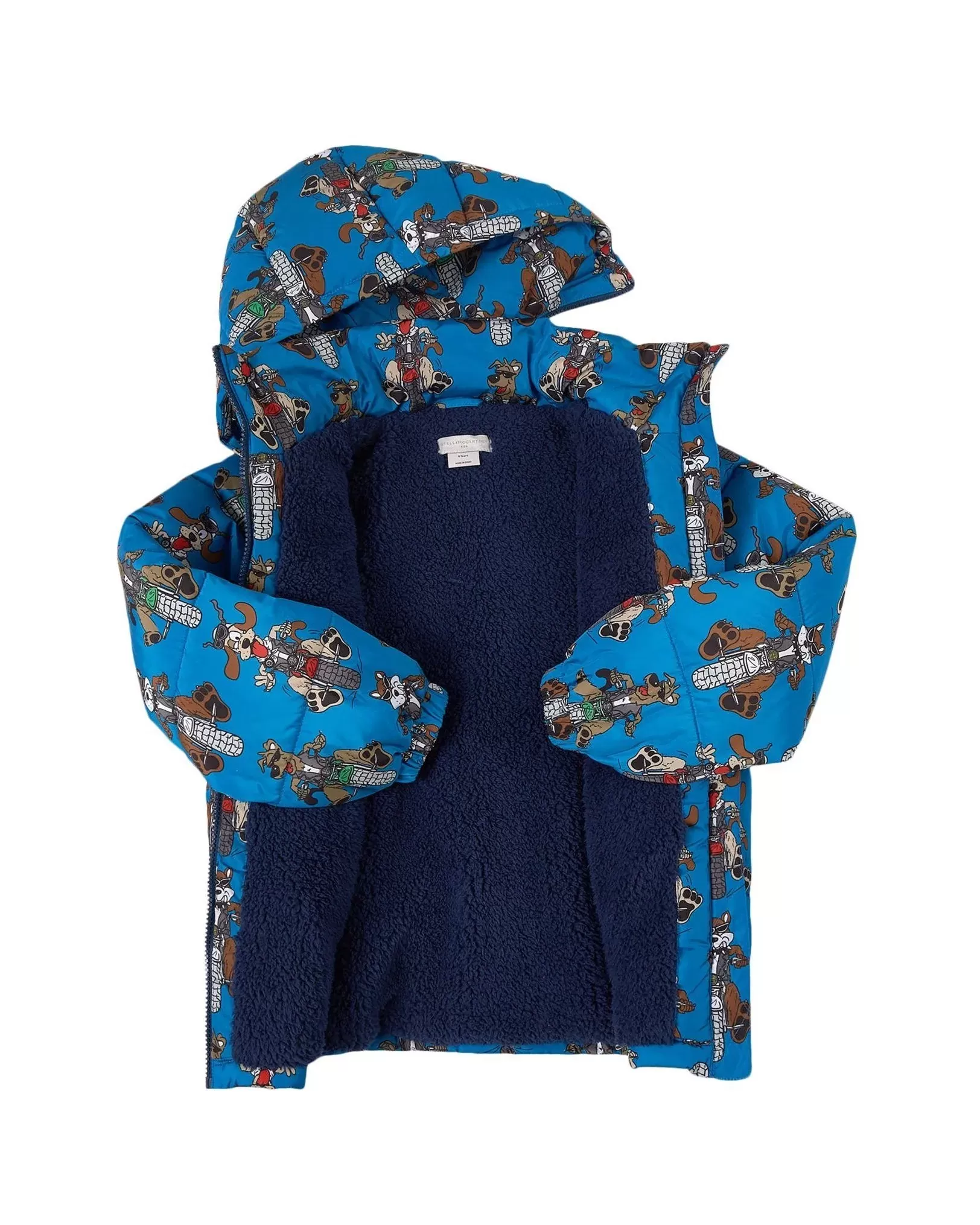 Stella McCartney Blue Motor Dogs Puffer Jacket