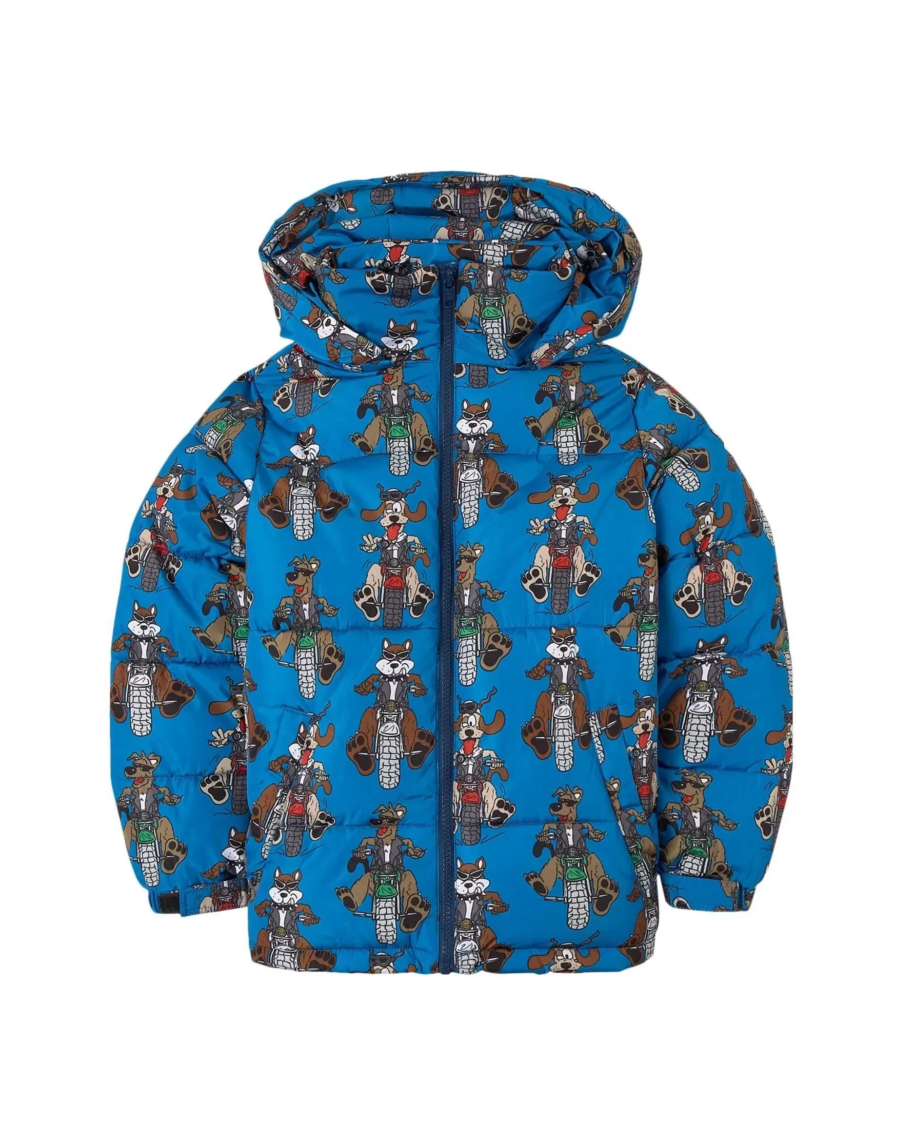 Stella McCartney Blue Motor Dogs Puffer Jacket