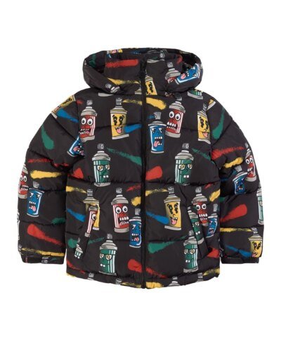 Stella McCartney Black Painting Faces Puffer Jacket