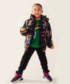 Stella McCartney Black Painting Faces Puffer Jacket