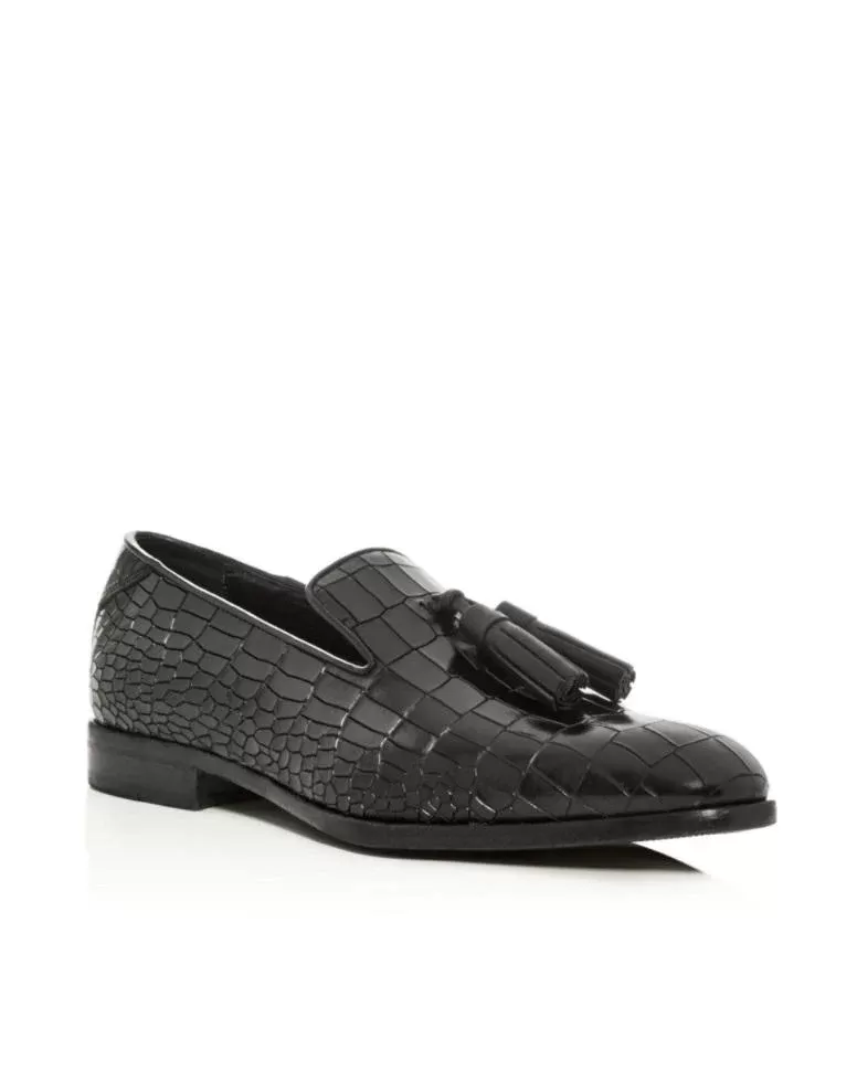 Jimmy Choo Men's Foxley Croc-Embossed Leather Smoking Slippers