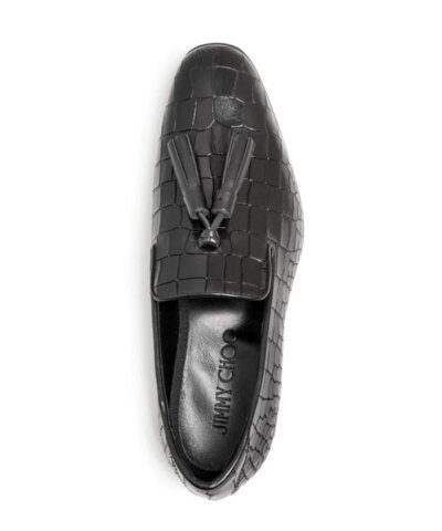 Jimmy Choo Men's Foxley Croc-Embossed Leather Smoking Slippers