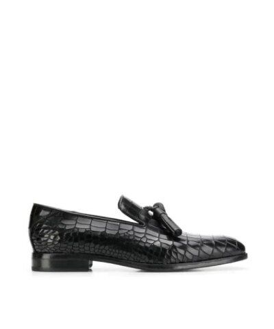 Jimmy Choo Men's Foxley Croc-Embossed Leather Smoking Slippers