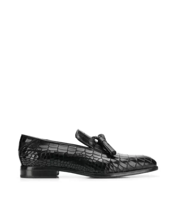 Jimmy Choo Men's Foxley Croc-Embossed Leather Smoking Slippers