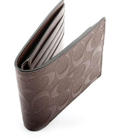Coach F75371 Compact ID Wallet in Signature Crossgrain Leather