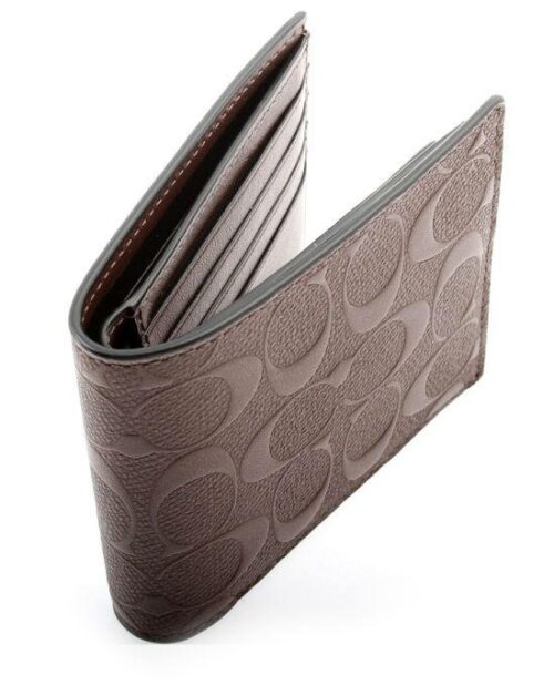 Coach F75371 Compact ID Wallet in Signature Crossgrain Leather