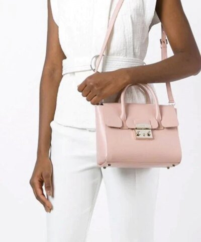 Furla Metropolis Ladies Small Leather Satchel In Moonstone