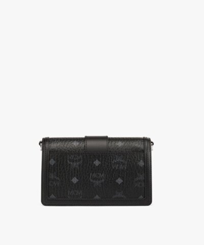 MCM Gretl Black Crossbody in Visetos