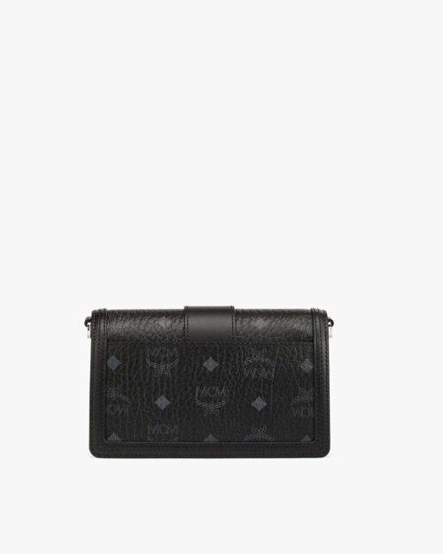 MCM Gretl Black Crossbody in Visetos