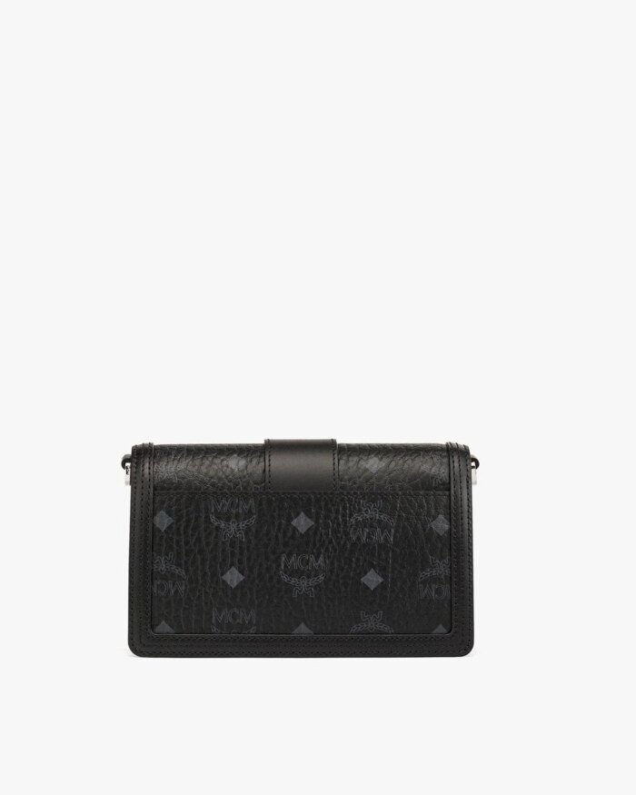 MCM Gretl Black Crossbody in Visetos