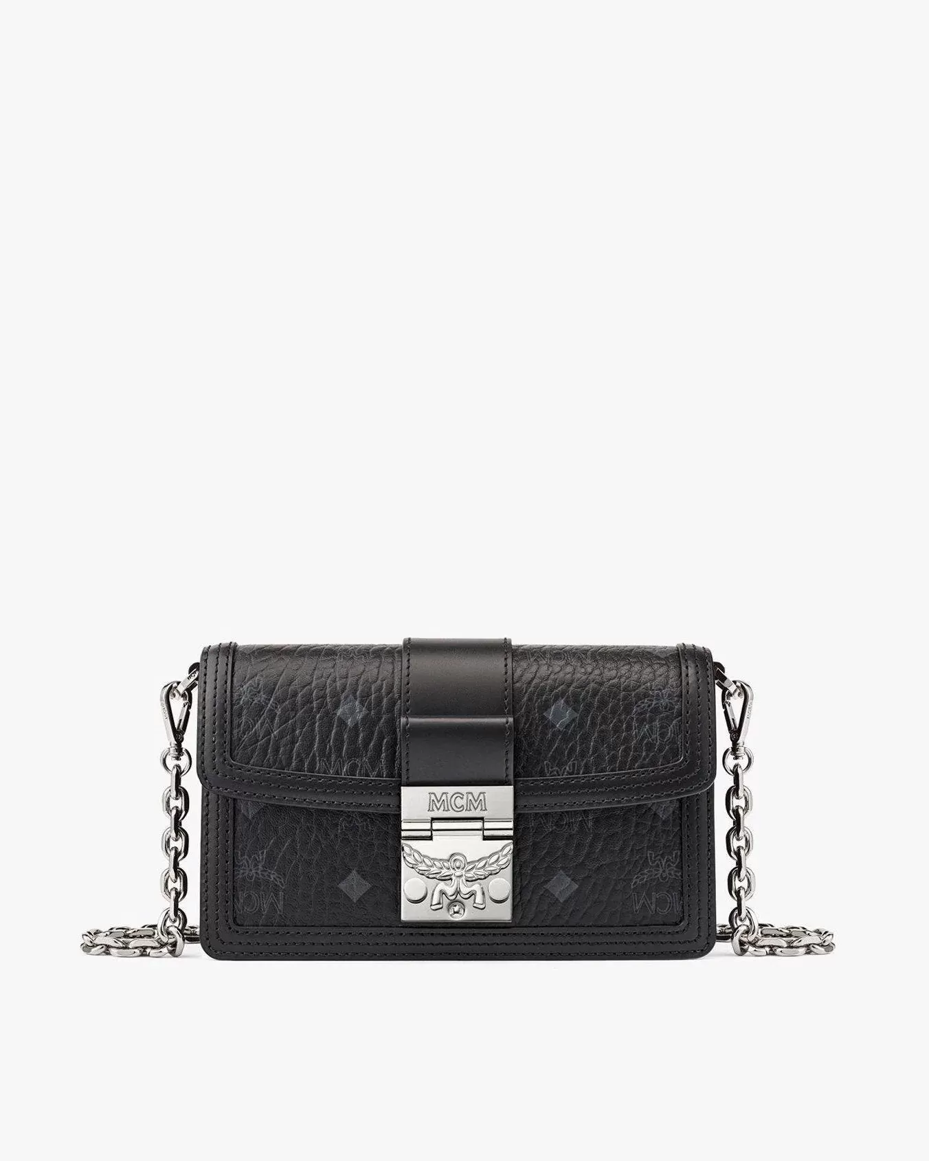 MCM Gretl Black Crossbody in Visetos