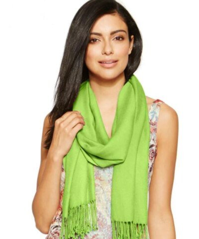 INC International Concepts Satin Pashmina Wrap Chartreuse