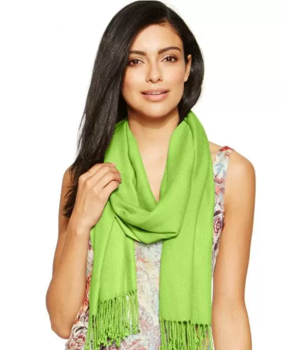 INC International Concepts Satin Pashmina Wrap Chartreuse