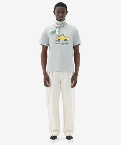 Maison Kitsuné Men's Oly Taxi Fox Classic Tee-Shirt in Grey