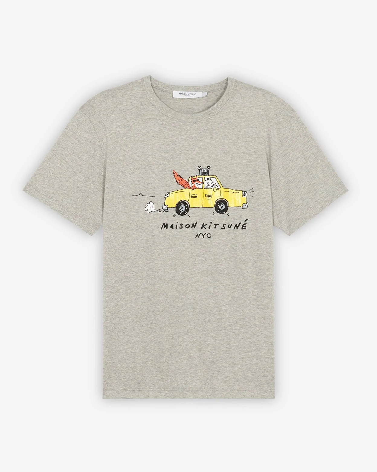 Maison Kitsuné Men's Oly Taxi Fox Classic Tee-Shirt in Grey