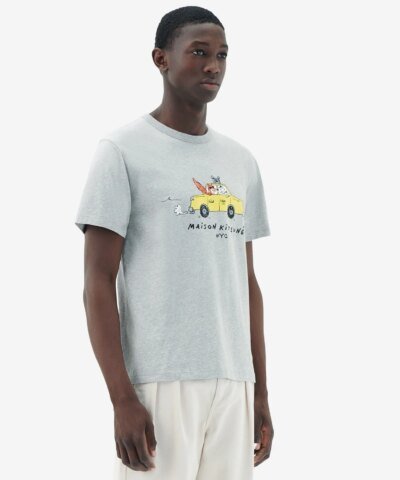 Maison Kitsuné Men's Oly Taxi Fox Classic Tee-Shirt in Grey