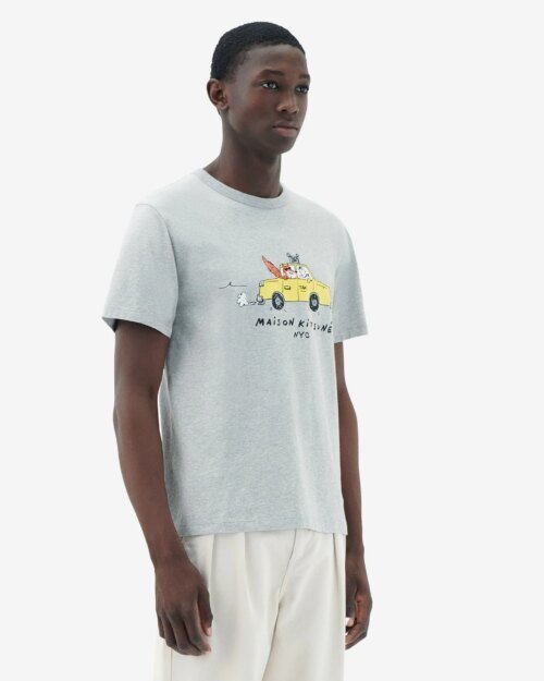 Maison Kitsuné Men's Oly Taxi Fox Classic Tee-Shirt in Grey