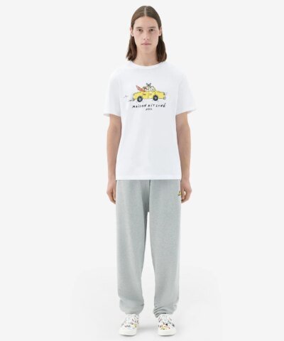 Maison Kitsuné Men's Oly Taxi Fox Classic Tee-Shirt in White