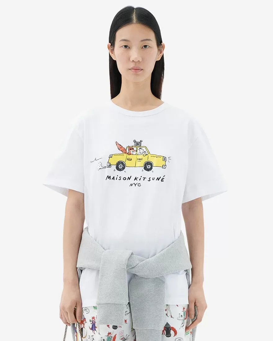 Maison Kitsuné Women's Oly Taxi Fox Classic Tee-Shirt in White