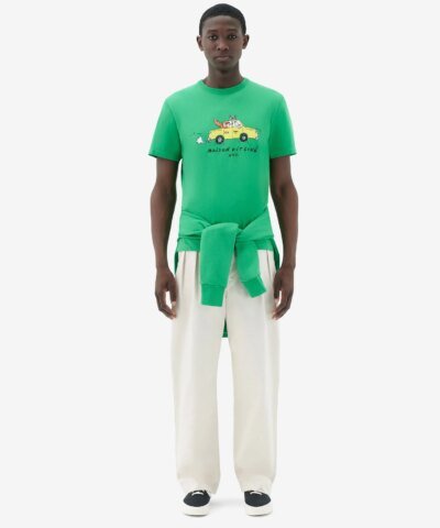 Maison Kitsuné Men's Oly Taxi Fox Classic Tee-Shirt in Green
