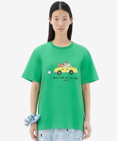 Maison Kitsuné Women's Oly Taxi Fox Classic Tee-Shirt in Green