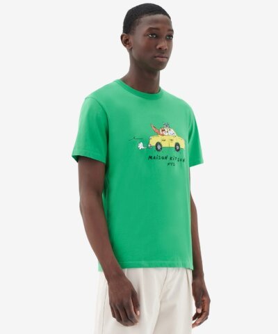 Maison Kitsuné Men's Oly Taxi Fox Classic Tee-Shirt in Green