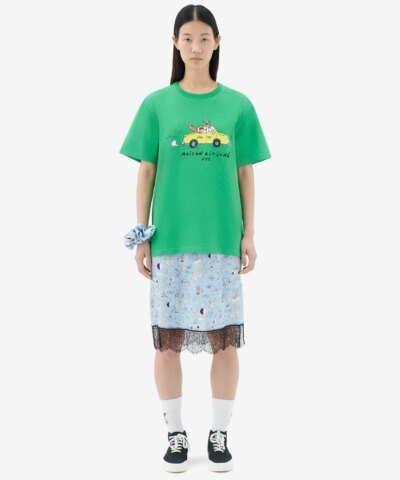Maison Kitsuné Women's Oly Taxi Fox Classic Tee-Shirt in Green