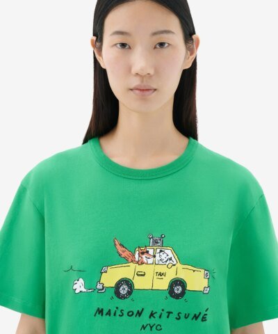 Maison Kitsuné Women's Oly Taxi Fox Classic Tee-Shirt in Green