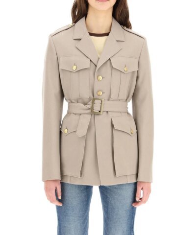 Celine Military Jacket In Diagonal Wool