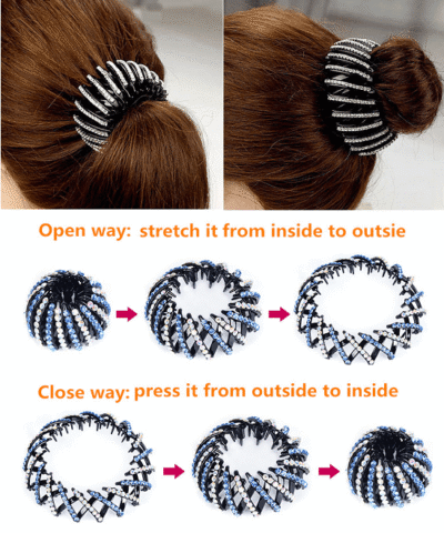 M MISM Pearl Rhinestones Colorful Bud Hair Claw Bun Hairpins