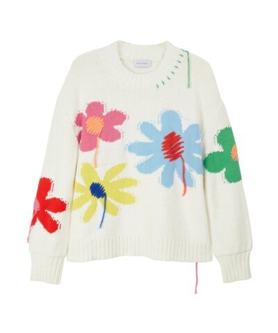 Mira Mikati Organic Cotton Floral Print Jumper Ecru